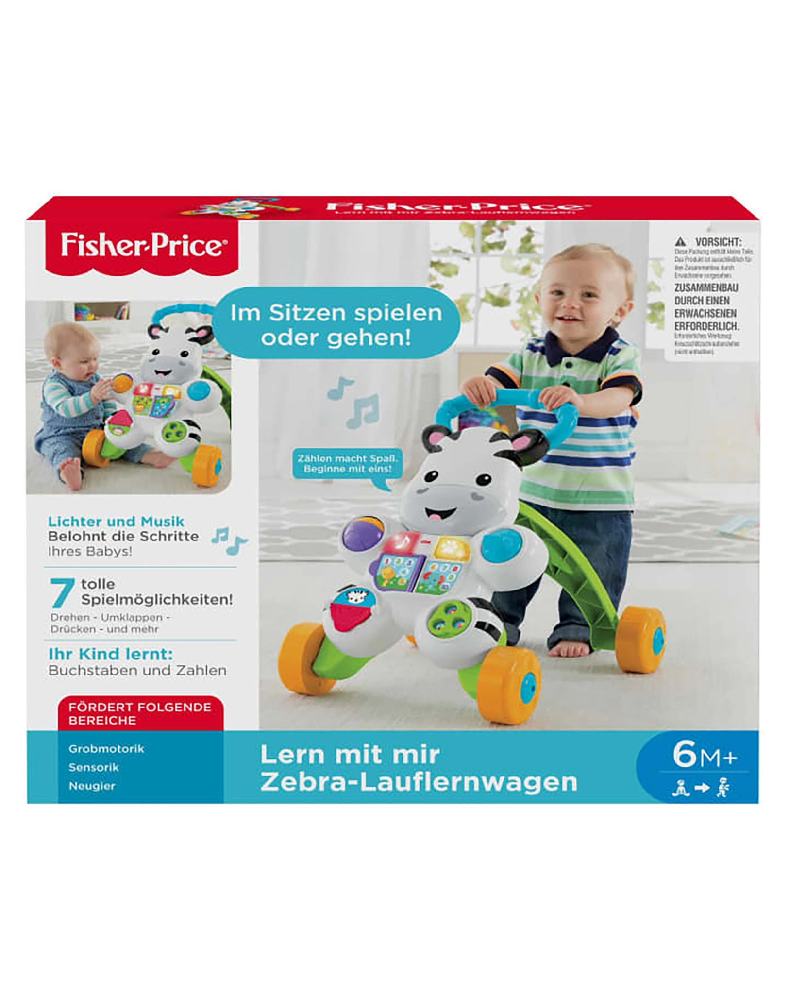 Lauflernwagen LERN MIT MIR - ZEBRA in weiß