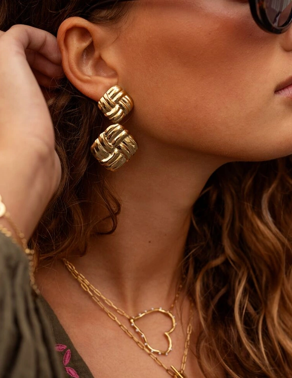 My Jewellery Vintage oorhangers vierkant gevlochten MJ11088