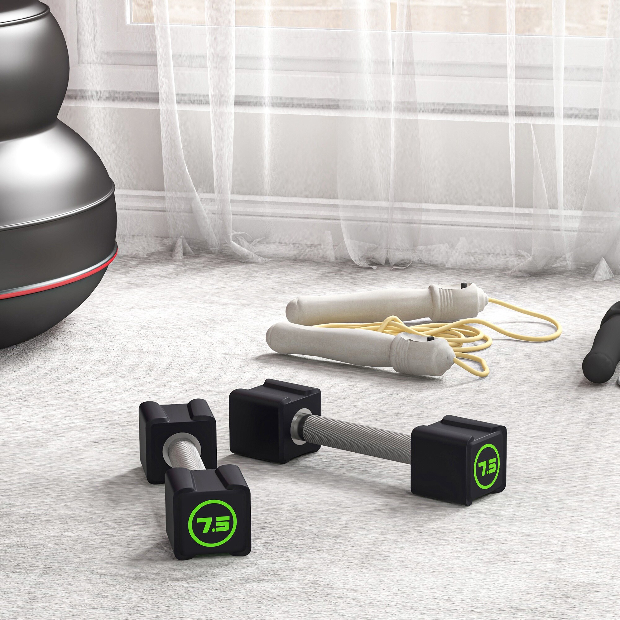 SPORTNOW Kurzhanteln im 2er Set mit je 7,5 kg schwarz 29L x 8B x 8H cm