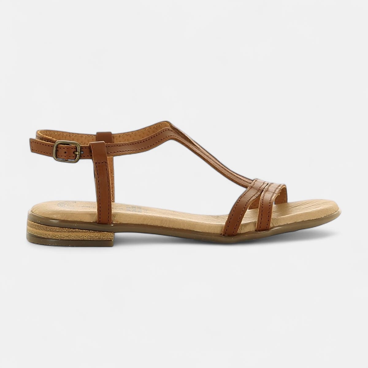 Sandales Femme en cuir cognac