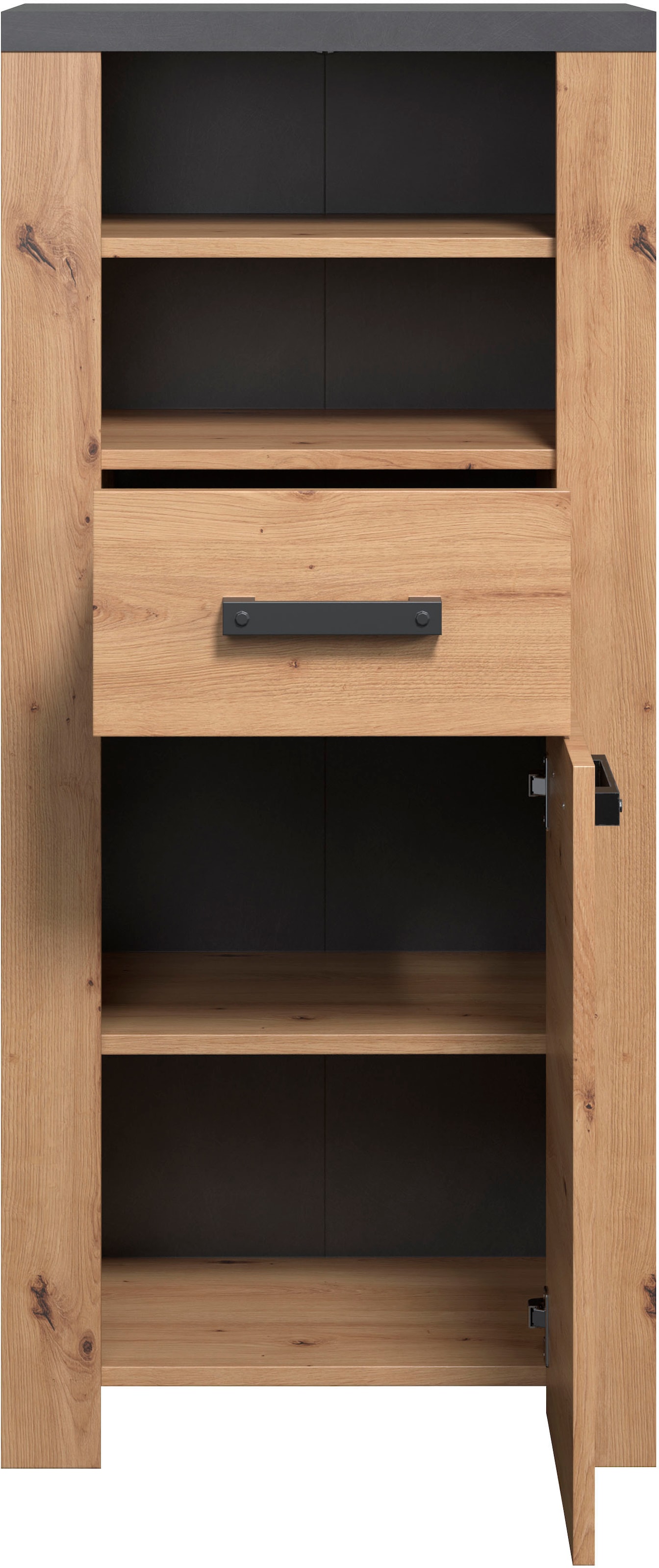 welltime Midischrank »Ambres« 1 Stk. tlg. Badschrank in matter Echtholzoptik - Masse (B/T/H) 53/35/118 cm