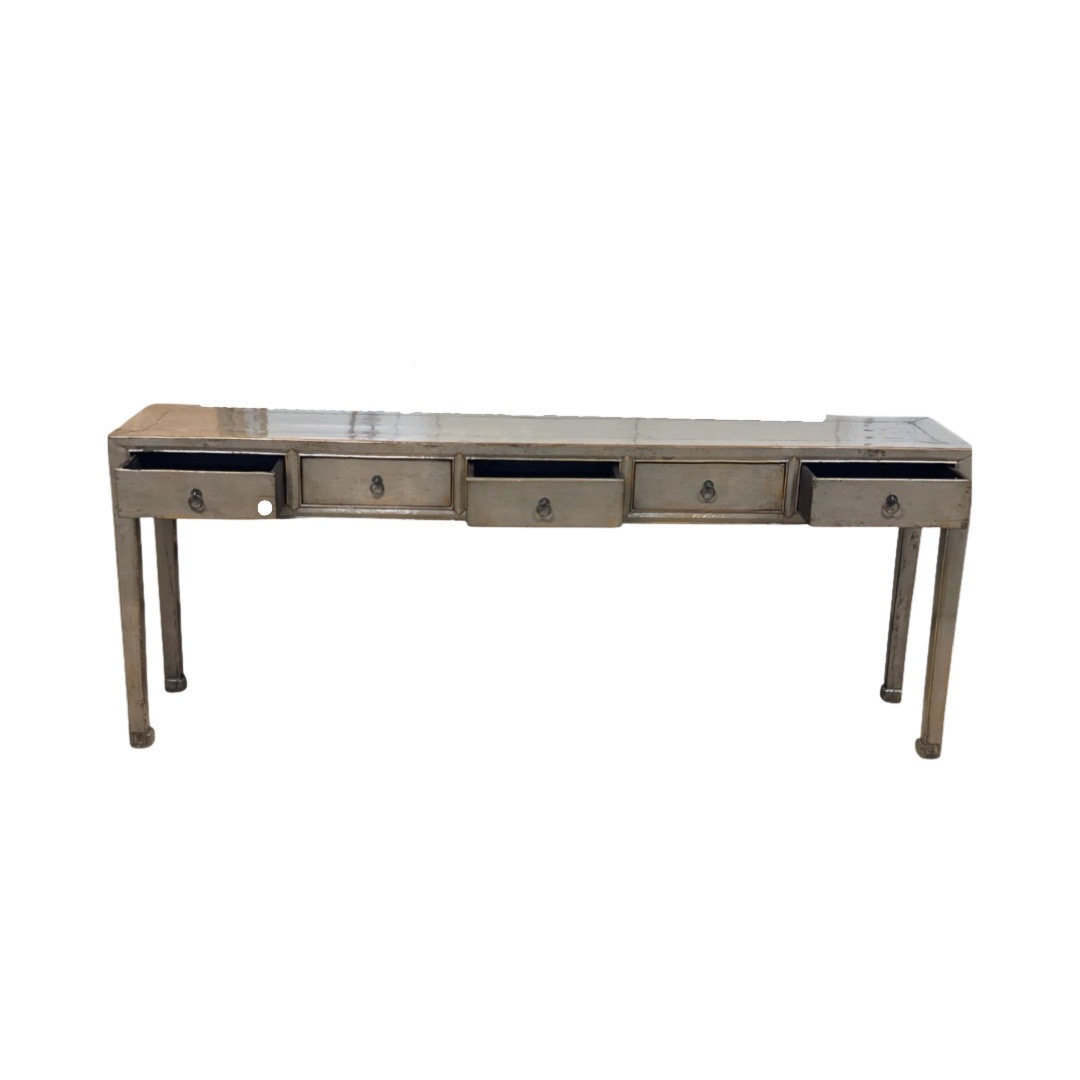Wandtafel groen/bruin 5 lades wandtafel groen/bruin 5la 218x42x86
