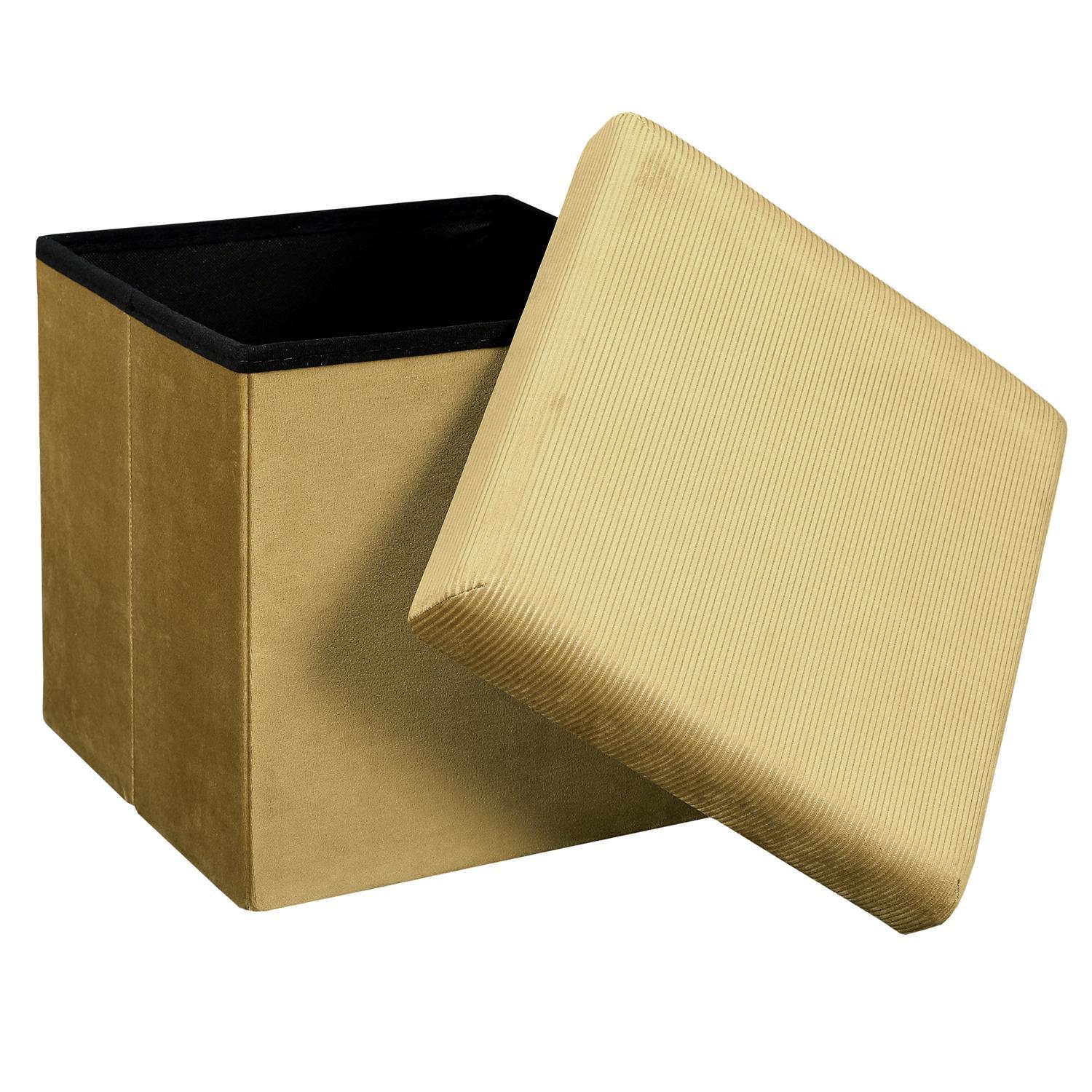COFFRE POUF PLIABLE VELOURS COTELE GIULIA JAUNE