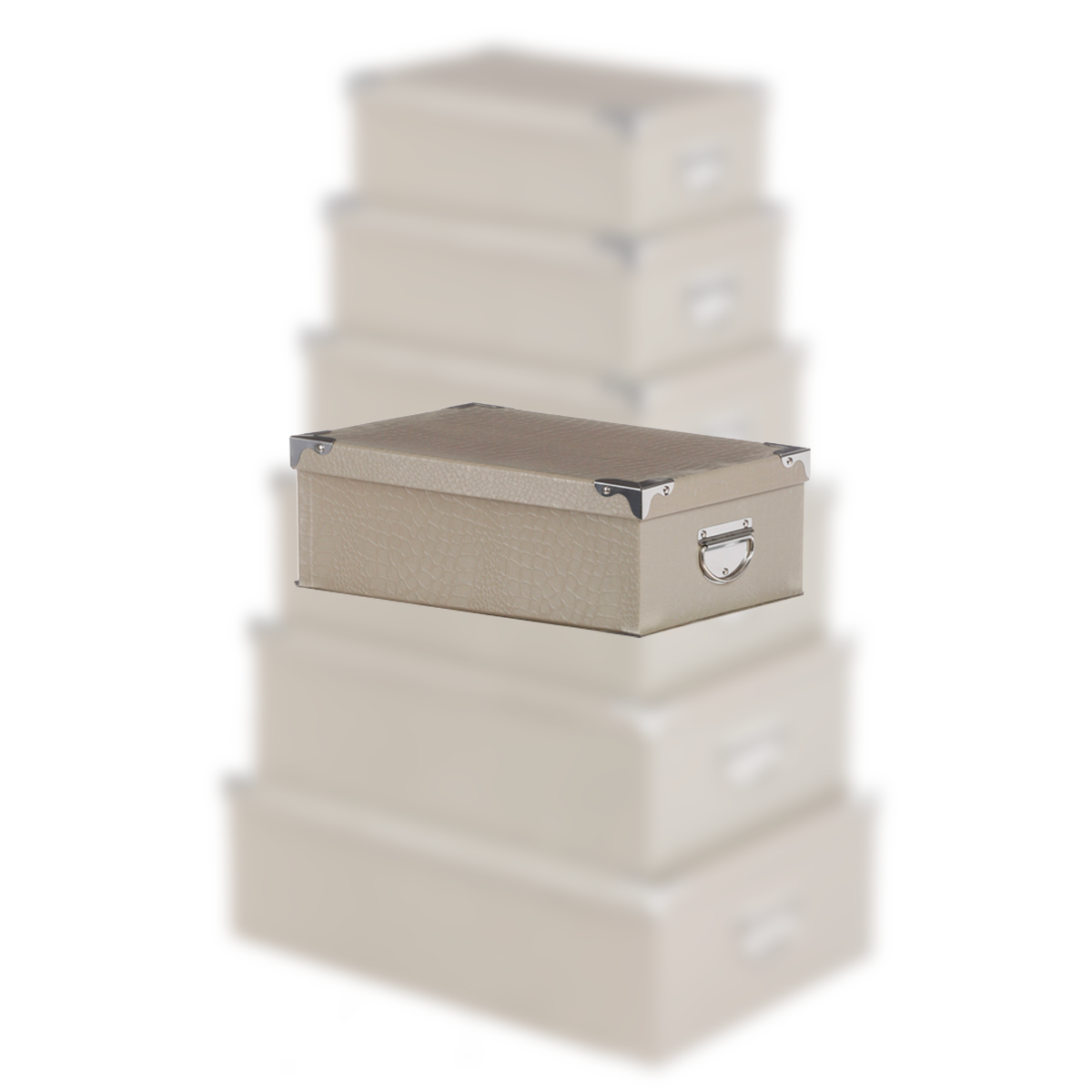 BOITE COINS METAL CROCO GRIS OU TAUPE 28X19.5X10.8CM