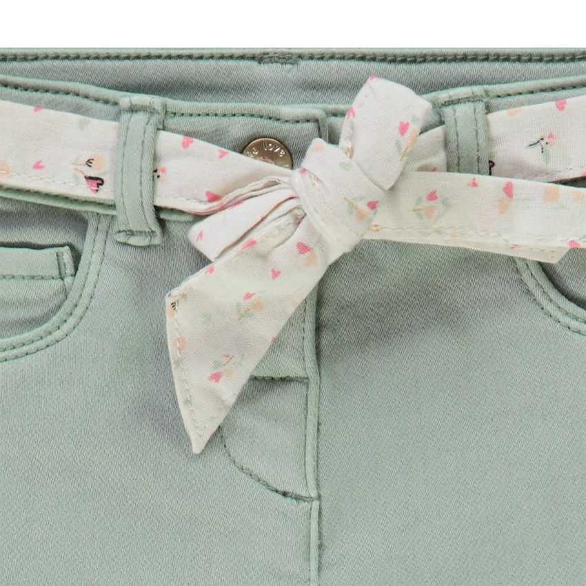 Jean droit avec ceinture à nouer imprimée pour bébé fille - Vert