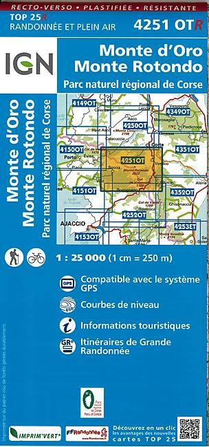 IGN - TOP25R 4251OTR MONTE D'ORO 1 25 000