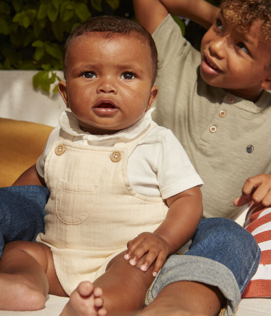 Salopette courte en gaze de coton bébé