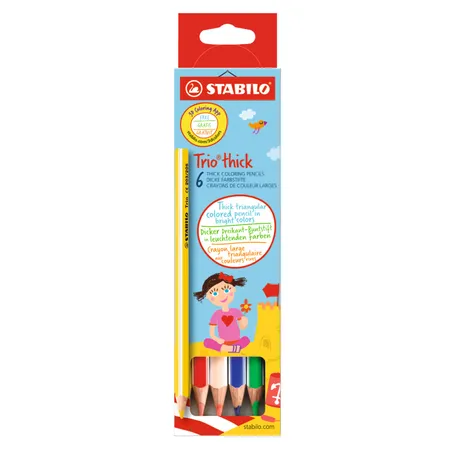 Dreikant-Buntstift - STABILO Trio dick - 6er Pack - mit 6 verschiedenen Farben
