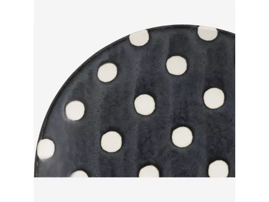 HABITAT - Assiette à dessert en porcelaine - Bleu marine et pois blancs - 23 cm (Lot de 5) - Pinako