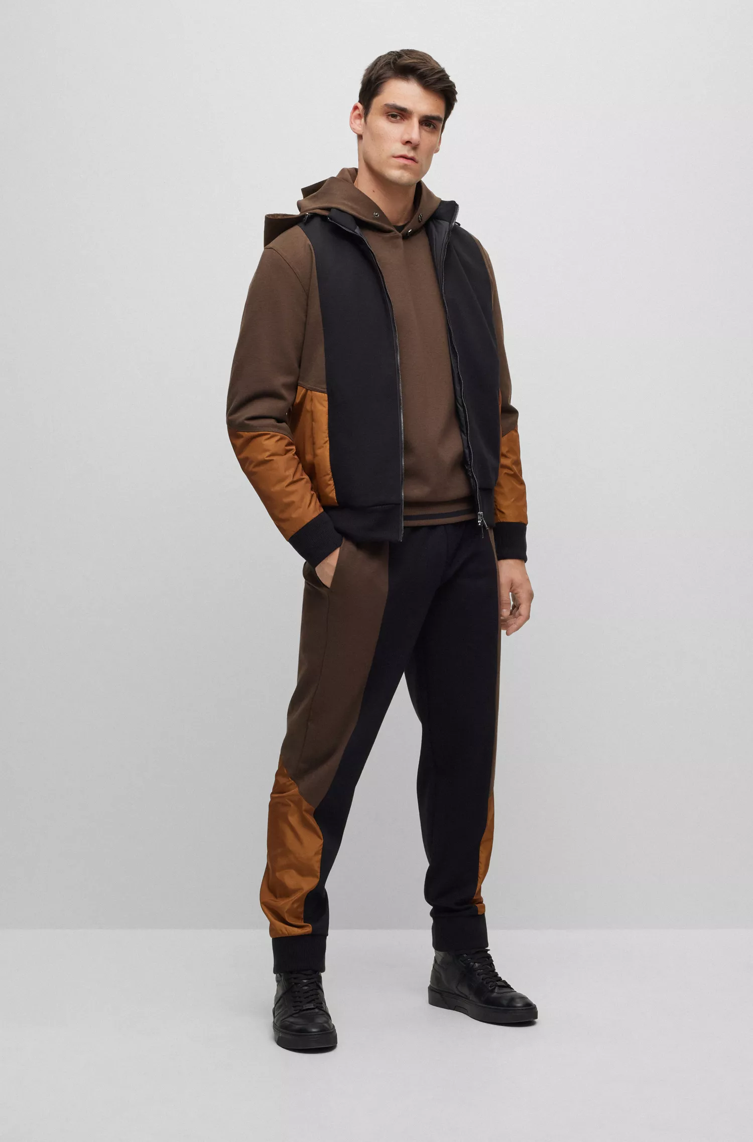 Moletom com zíper BOSS Black-Porsche x BOSS em materiais mistos