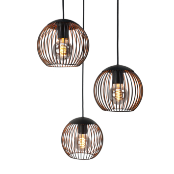 Eglo Hanglamp Almanzora 3-lichts zwart/koper Ø46,5cm