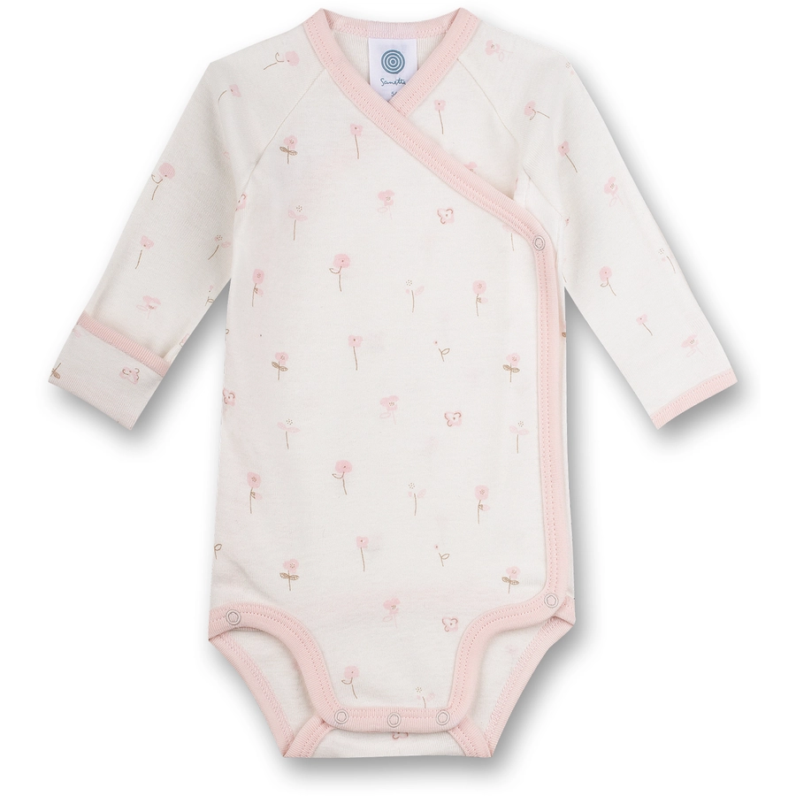 Sanetta Langarm-Wickelbody Blumen beige