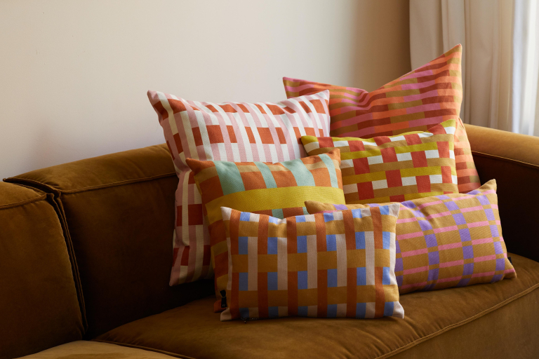 FÉST Striped kussen 45x45 yellow