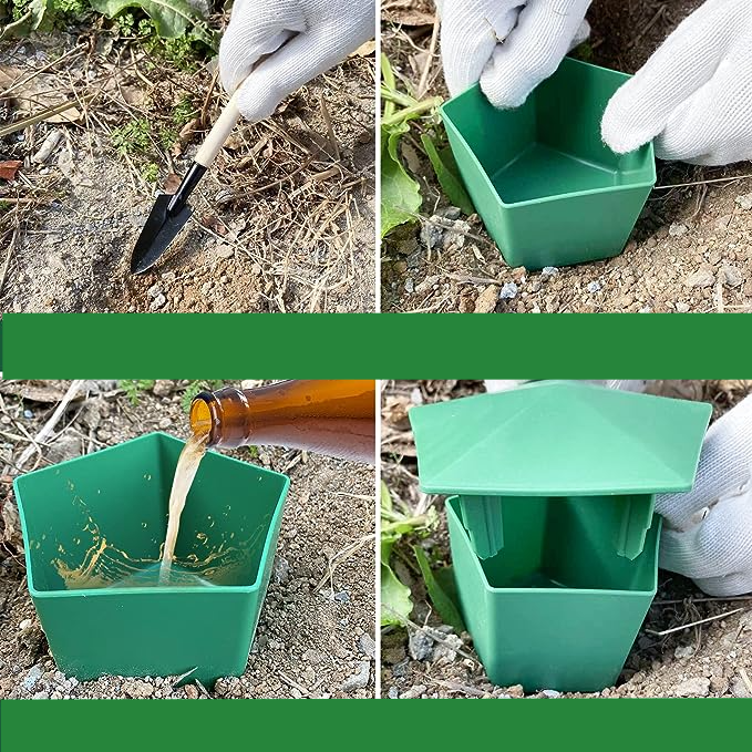 (5er Set) Umweltfreundliche Schneckenfalle Garten Pflanzen Schutz Gemüsebeet Schnecken Abwehr - Grün