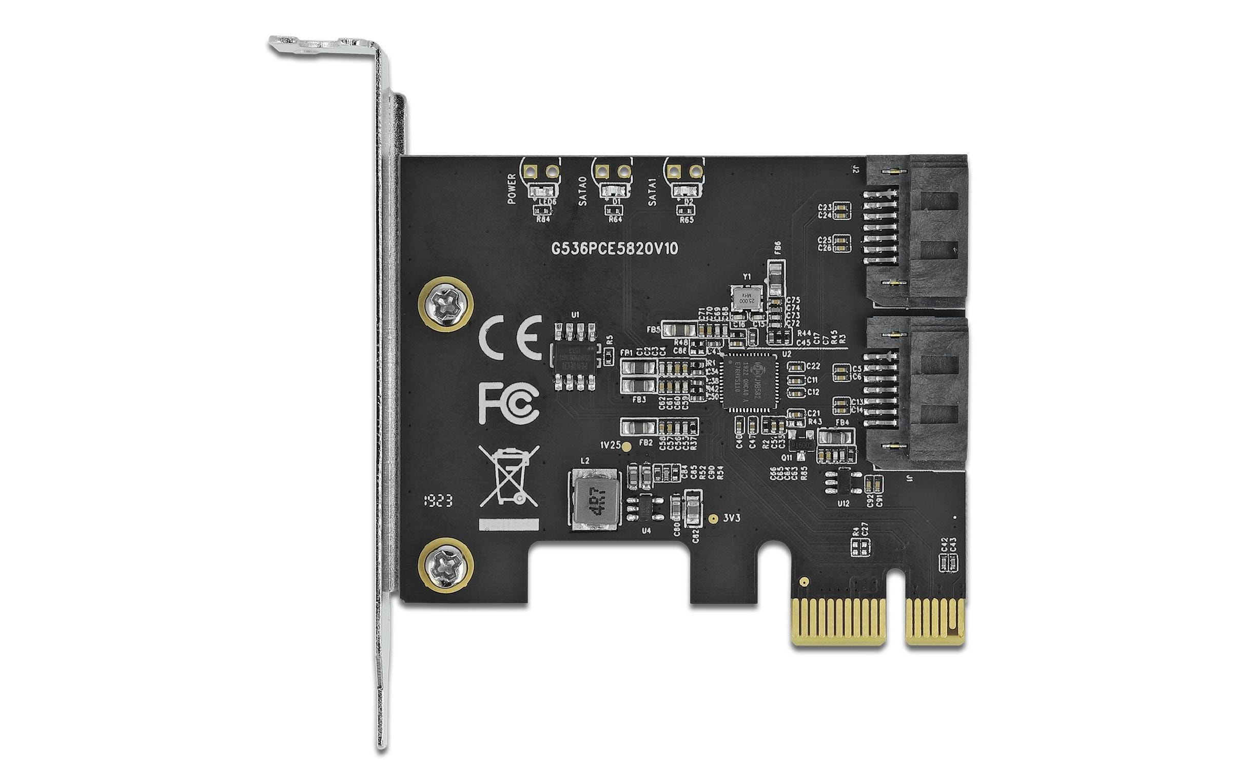 Host Bus Adapter 2 Port SATA PCIe KarteDelock 2 Port SATA PCI Express Karte – Low Profile Formfaktor