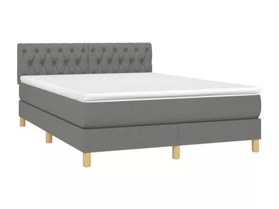 Sommier tapissier et matelas et LED Gris foncé 140x190 cm Tissu