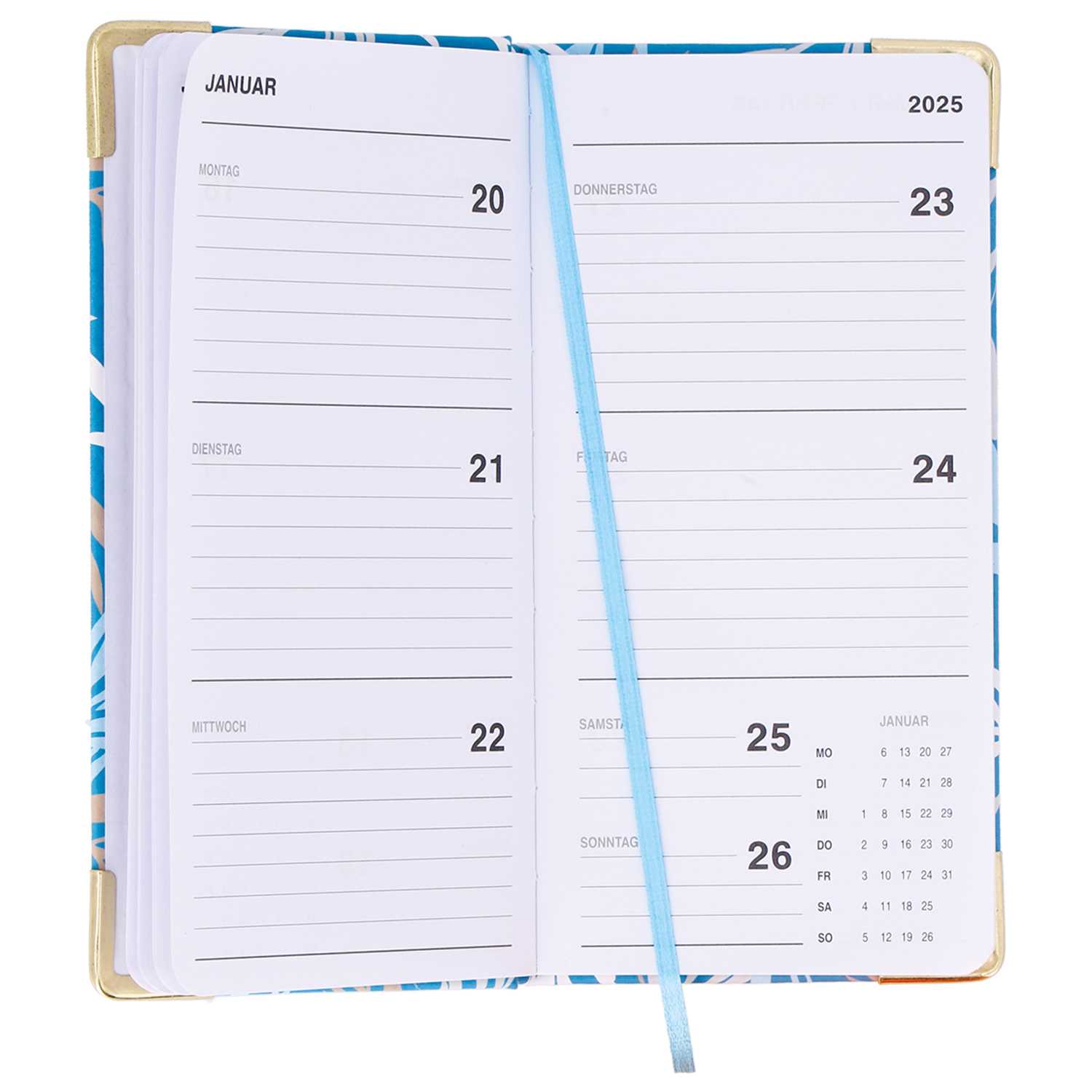 Taschenkalender 2025 Goldecken 16,4x8,4