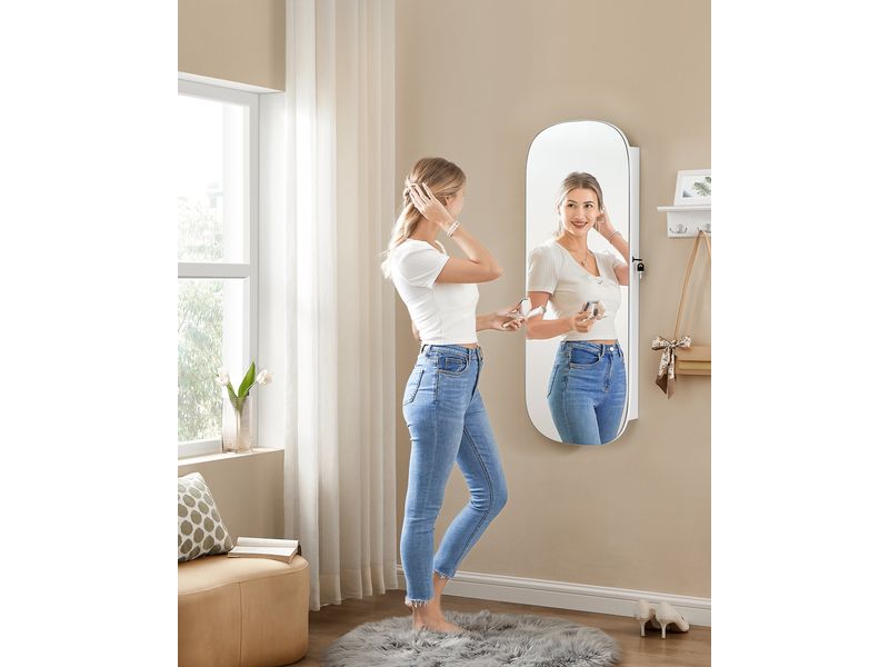 Songmics Schmuckhalter Spiegel zum hängen 10 x 42 x 108 cm, Schmuckschrank
