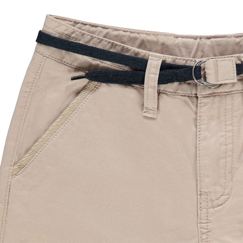 Bermuda en coton uni avec ceinture ajustable - Beige