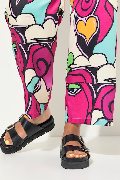 Hose, Satin mit Gesichts-Muster, Elastikbund