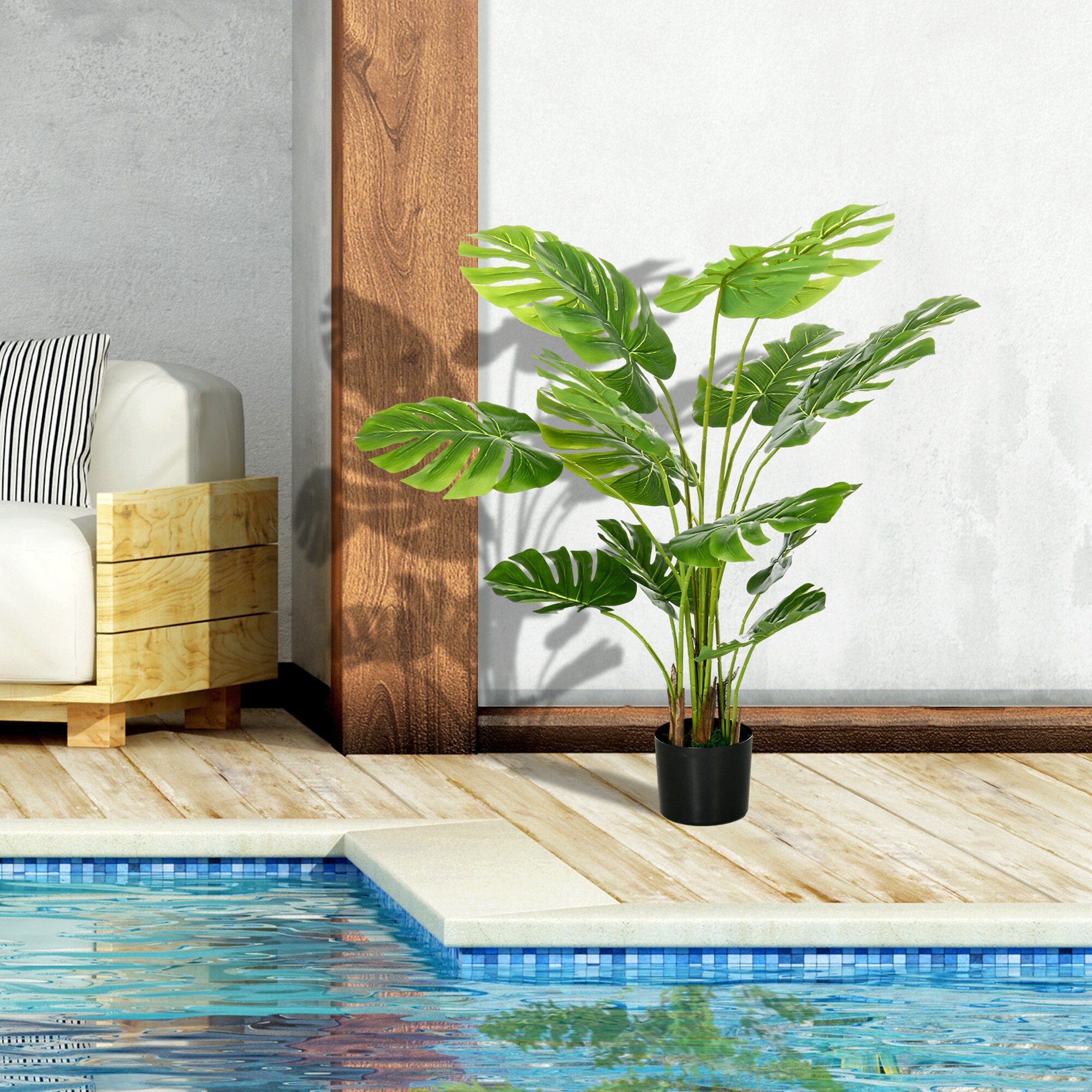 HOMCOM Künstliche Monstera-Pflanze mit Blumentopf grün Ø17,5 x 120H cm