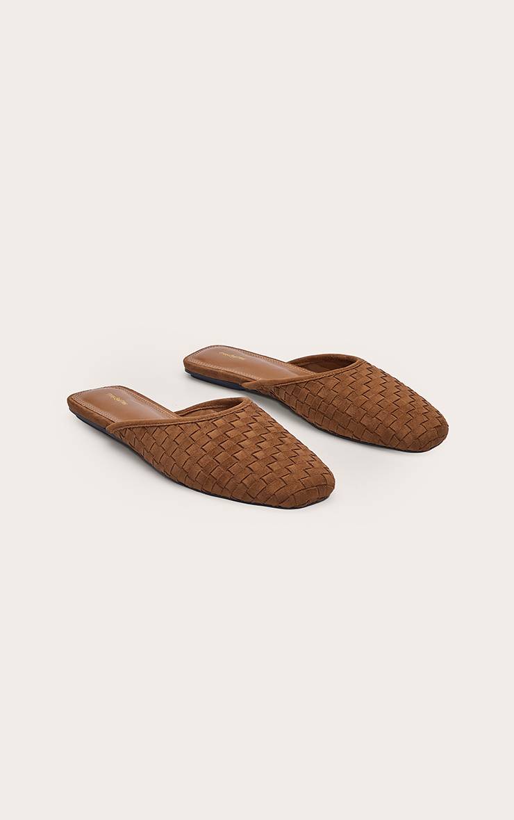 Marron Ballerines Mules Tressées