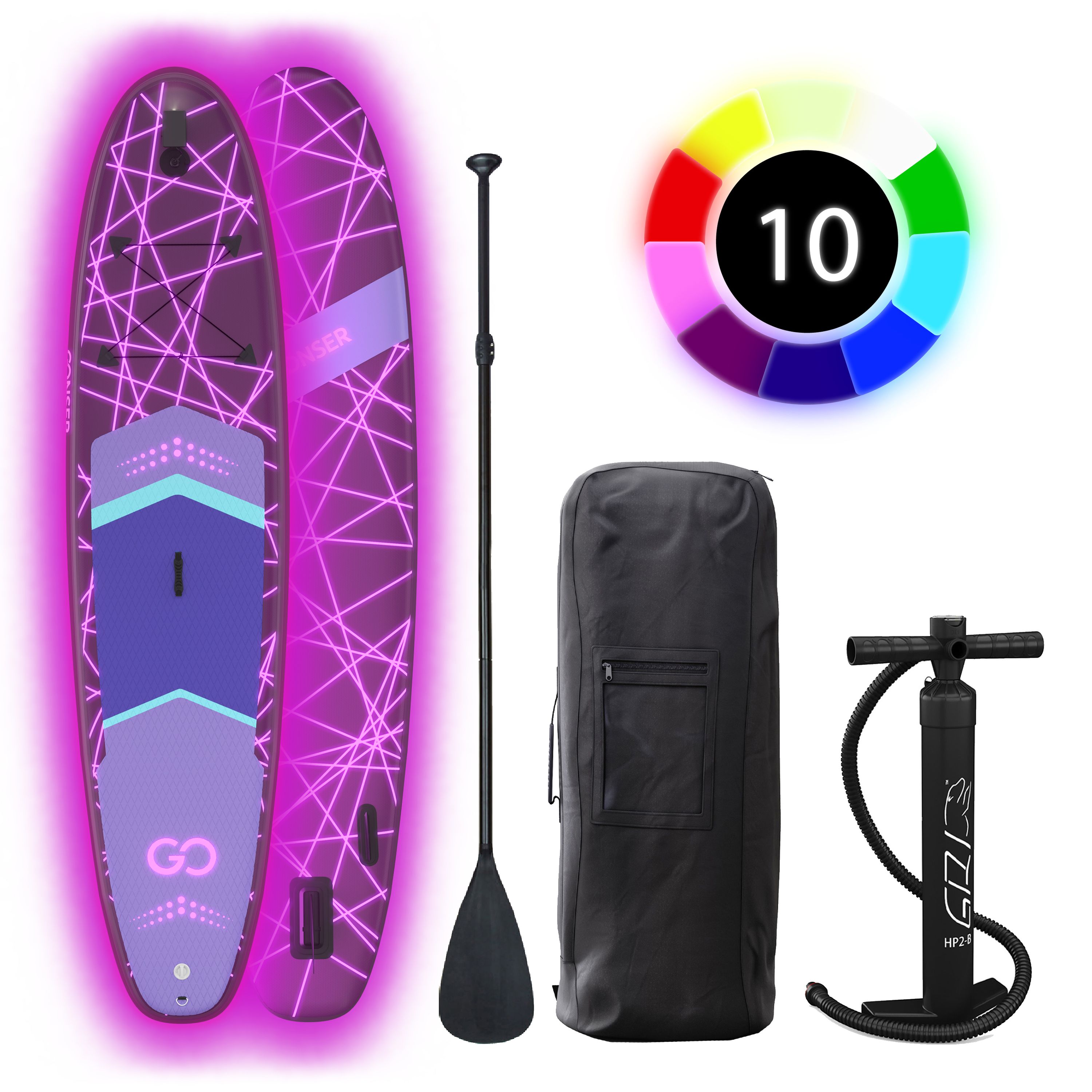 LED Stand Up Paddle LASER 320 cm violett