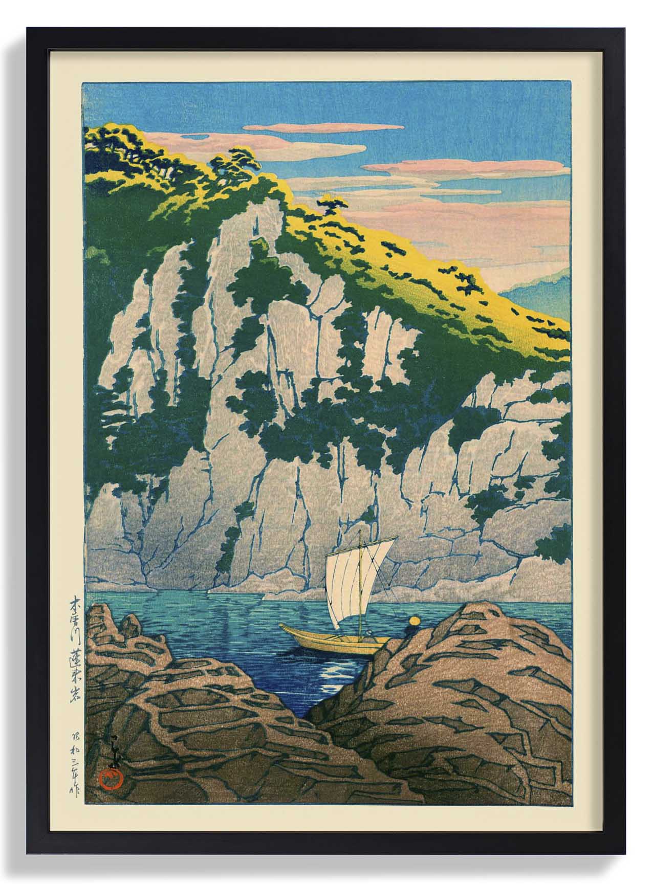 Felsen am Kiso-Fluss von Hasui