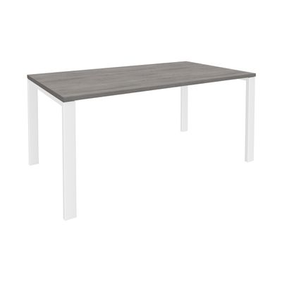 Bureau simple IRIS - L140 cm - Plan de départ - Pieds blanc - plateau imitation Chêne gris