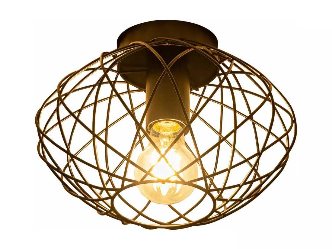 NETTLIFE Plafonnier cage noire spot de plafond vintage E27 douille métal