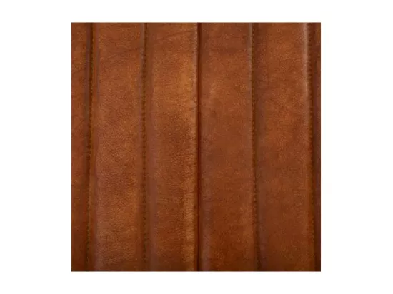 Fauteuil rétro en Cuir Cognac et structure en Métal Noir
