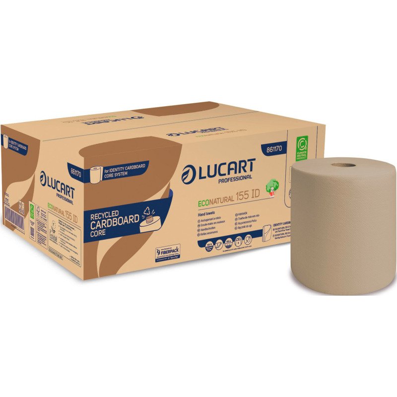 Rouleau d'essuie-mains Lucart EcoNatural 155 Identity double épaisseur 155 m - Carton de 6
