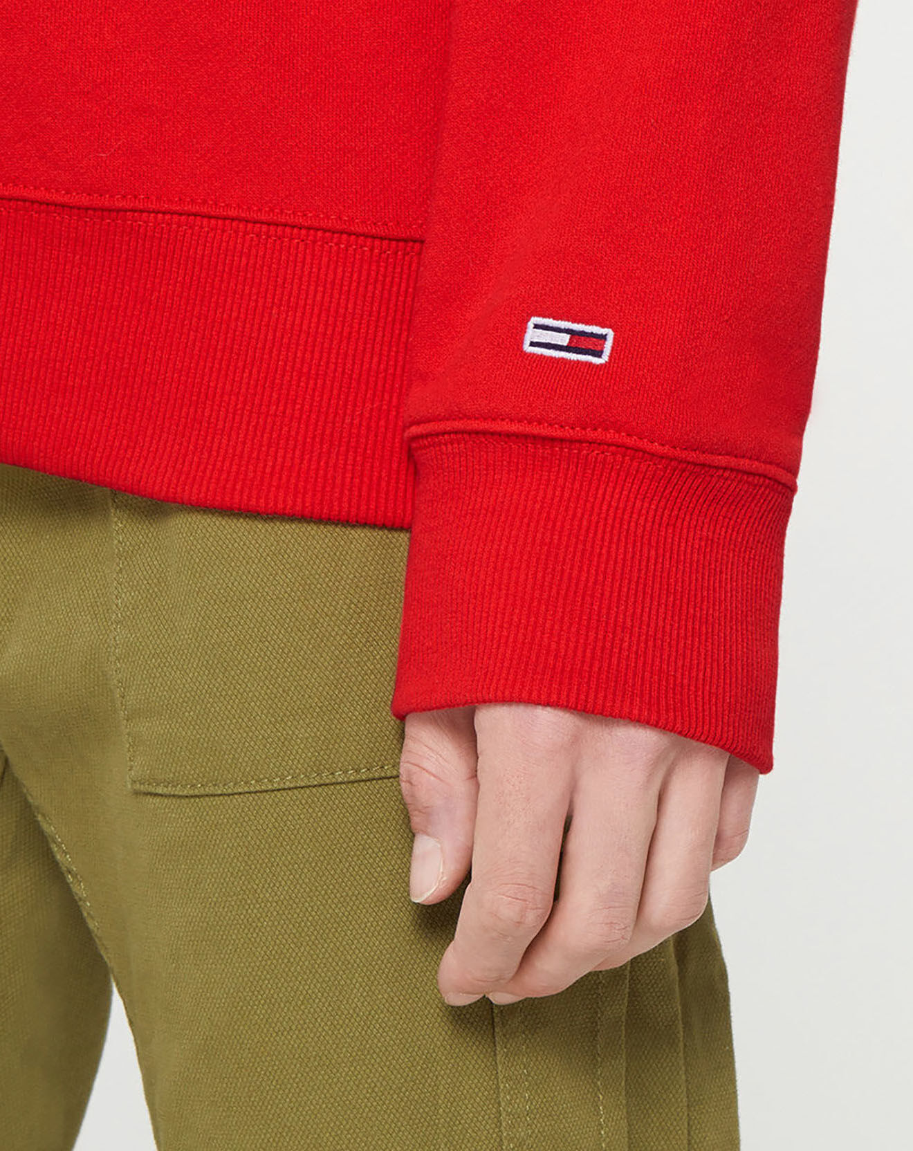 Tommy Jeans Sweat 100% Coton Bio timeless logo crew rouge