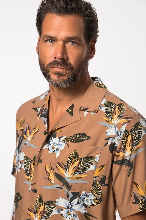 Hemd, Halbarm, Alloverprint, Cuba-Kragen, Cuba-Fit, bis 8 XL