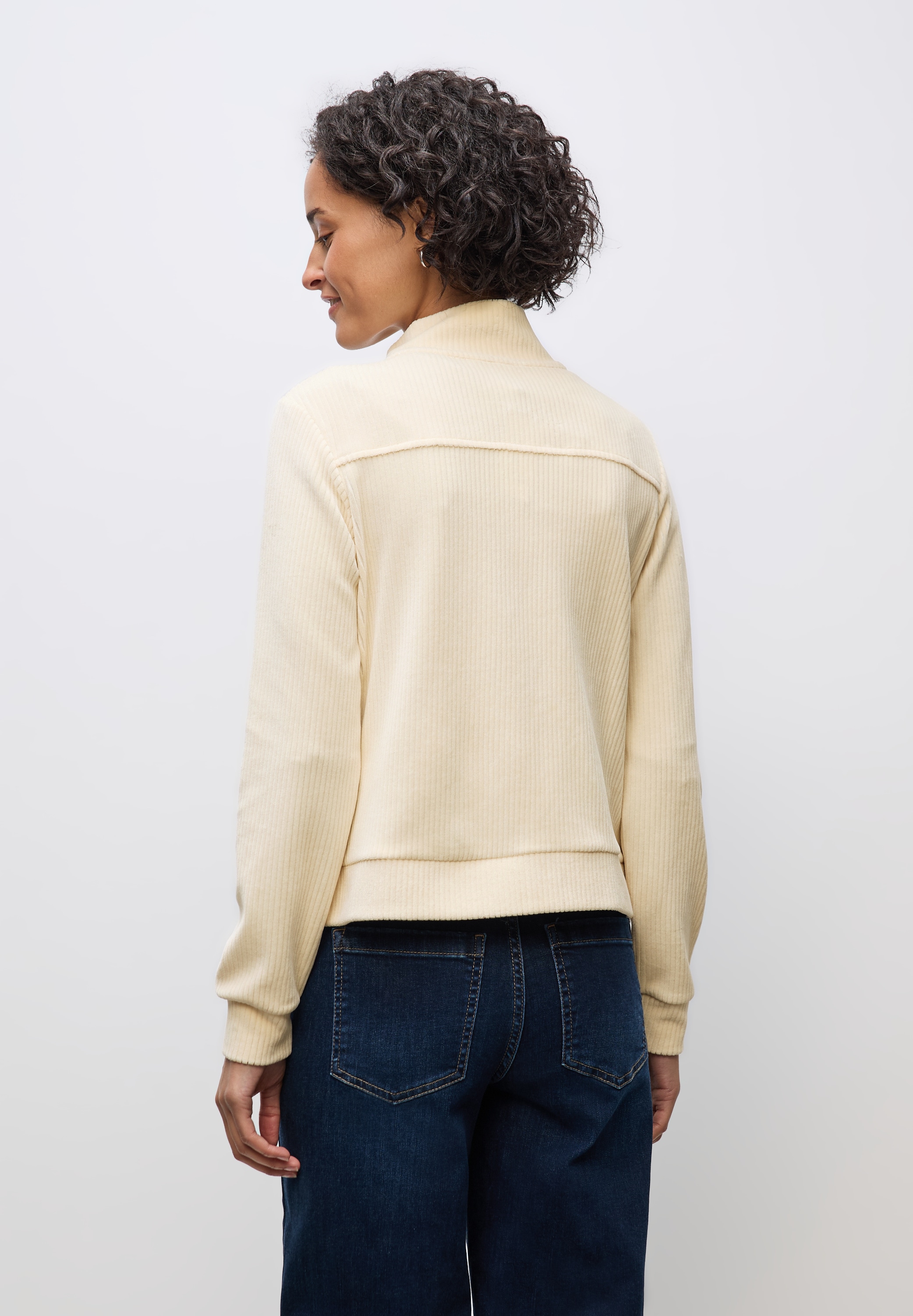 STREET ONE Sweatjacke Cord, mit elastischem Saum und Reissverschluss
