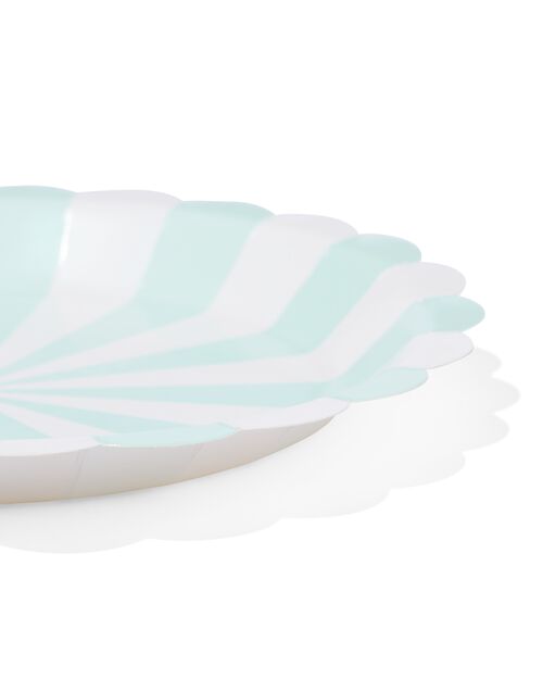 assiette à gâteau bleue clair rayée lot de 8