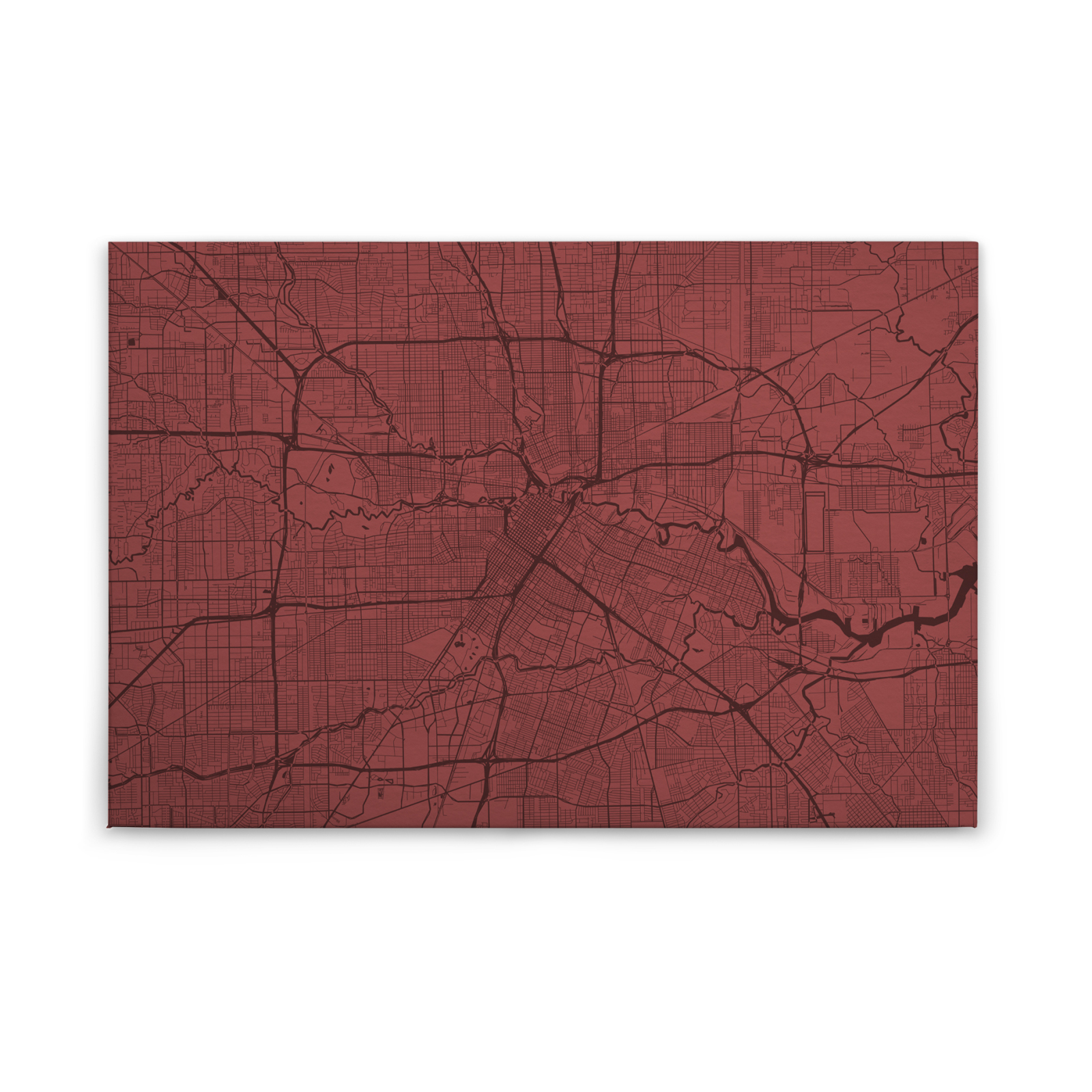 Leinwandbild STADTPLAN - rot-schwarz - 90x60 cm