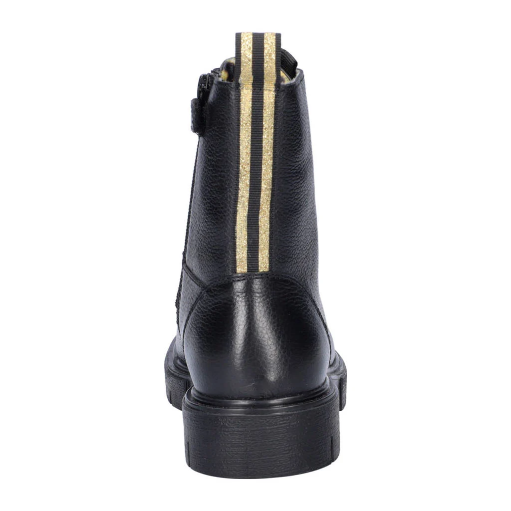 Nelson Kids leren veterboots zwart