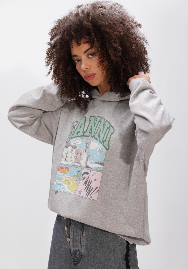 grijze ganni truien/vesten hoodie bear comic