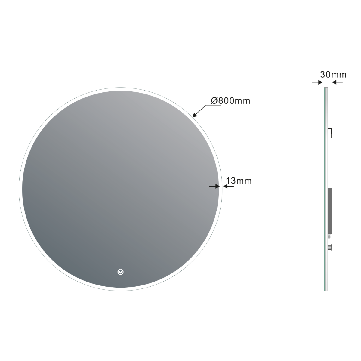 Sapho Viso ronde spiegel met verlichting en touchsensor 80cm