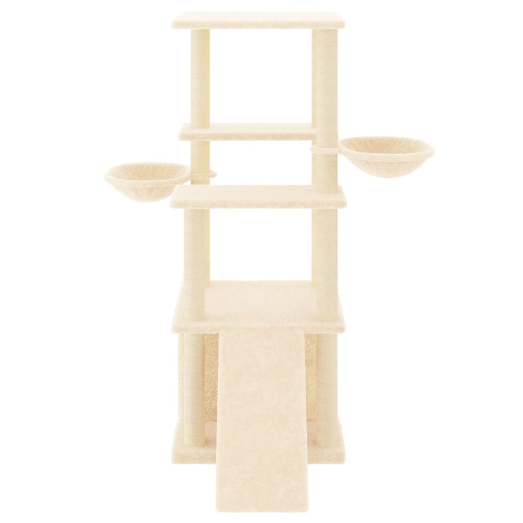 Arranhador para gatos vidaXL com postes de sisal, cor creme, 133 cm