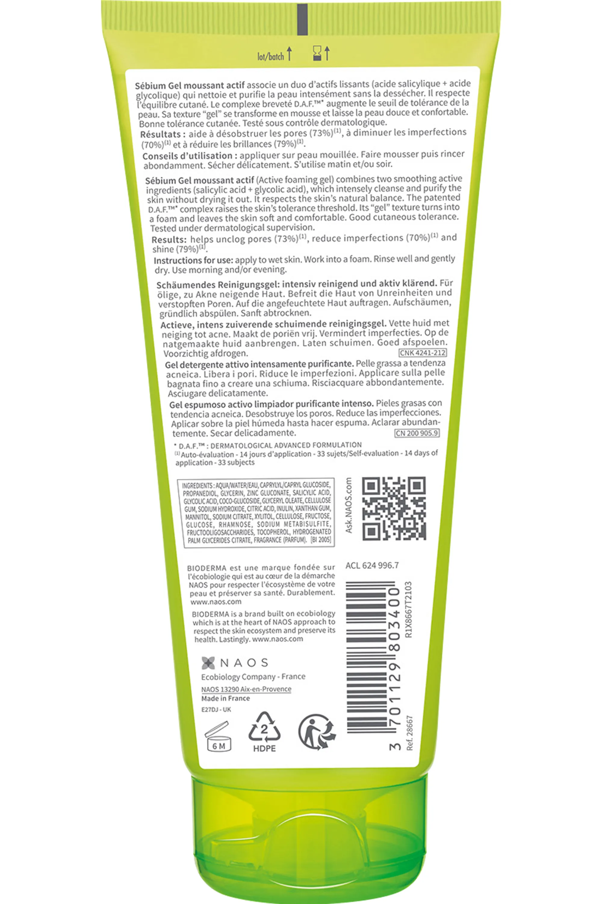 Bioderma Gel moussant actif visage Sébium-200 ml