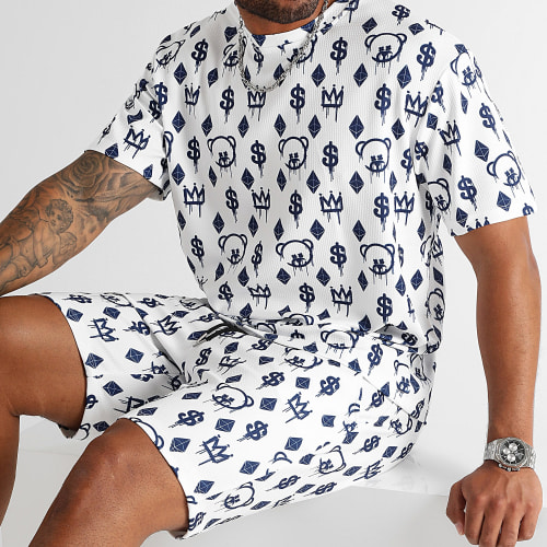 Ensemble Tee Shirt Oversize Et Short Jogging Maison de Couture 0054 0058 Blanc