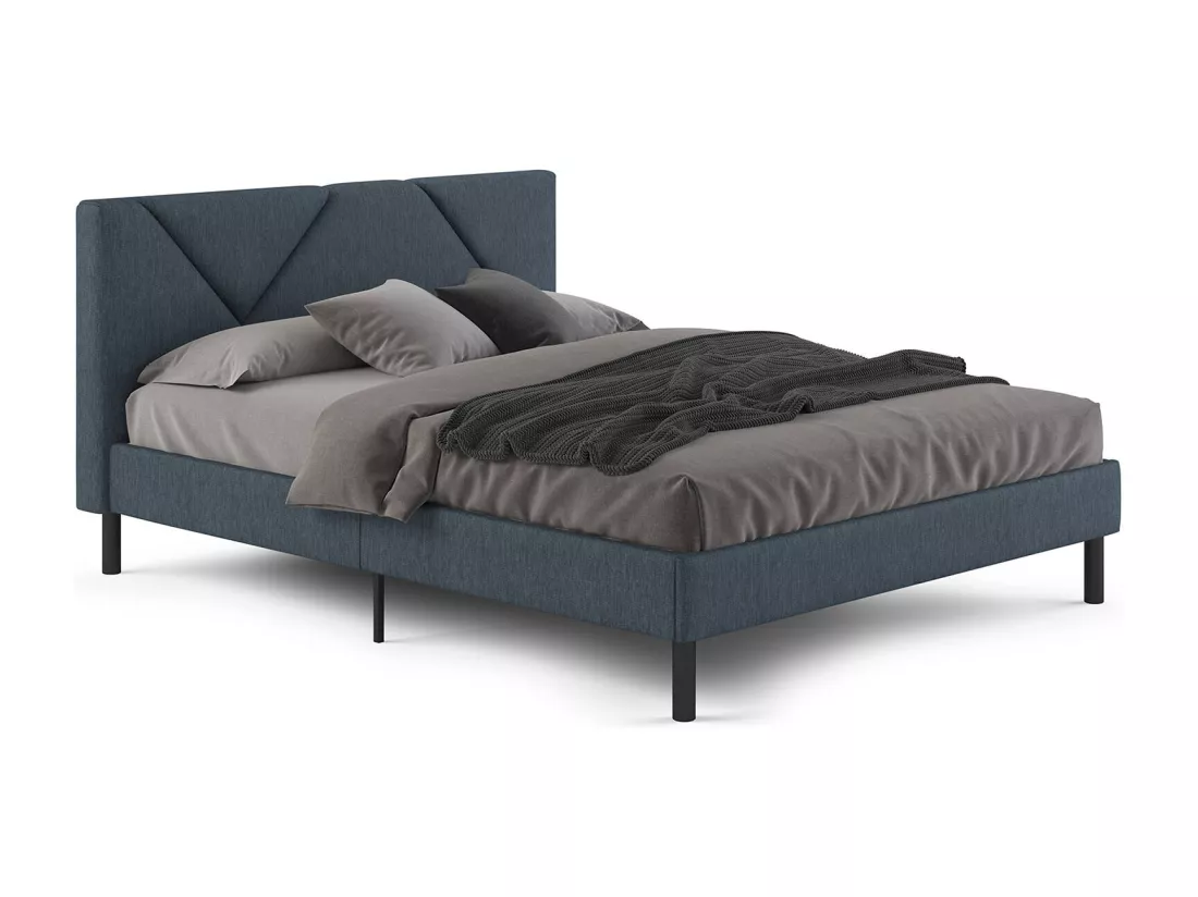 Lit demi-carré Zeffirio, Sommier pour chambre, Literie par chambre, Support de matelas, Adapté à un matelas de 120x190 cm, Bleu