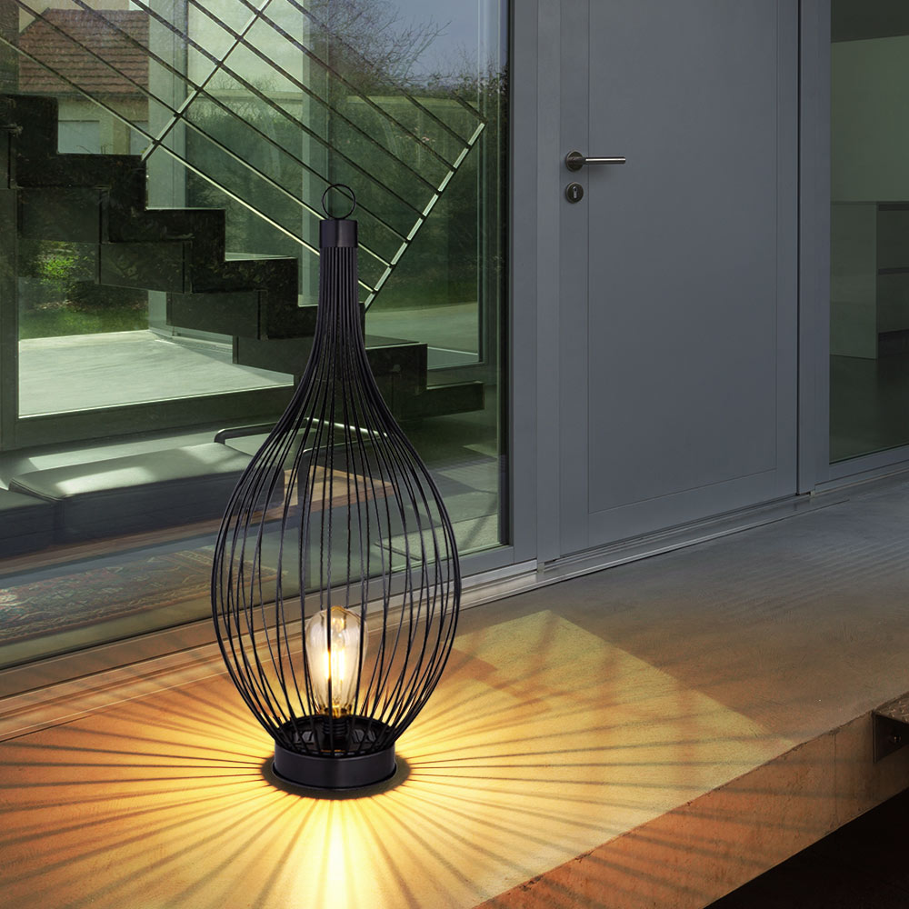 LED Solarlampe, Metall schwarz, amber, IP44