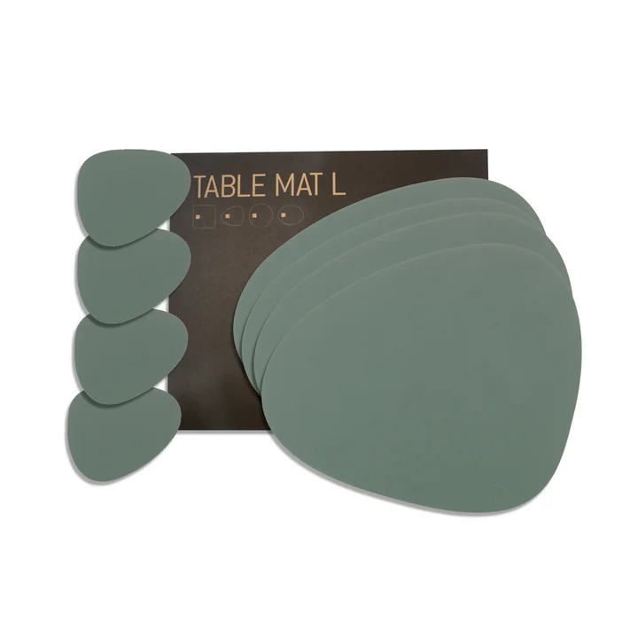 Lind DNA - Geschenkset Curve L, Nupo pastellgrün (4 Tischsets   4 Glasuntersetzer)