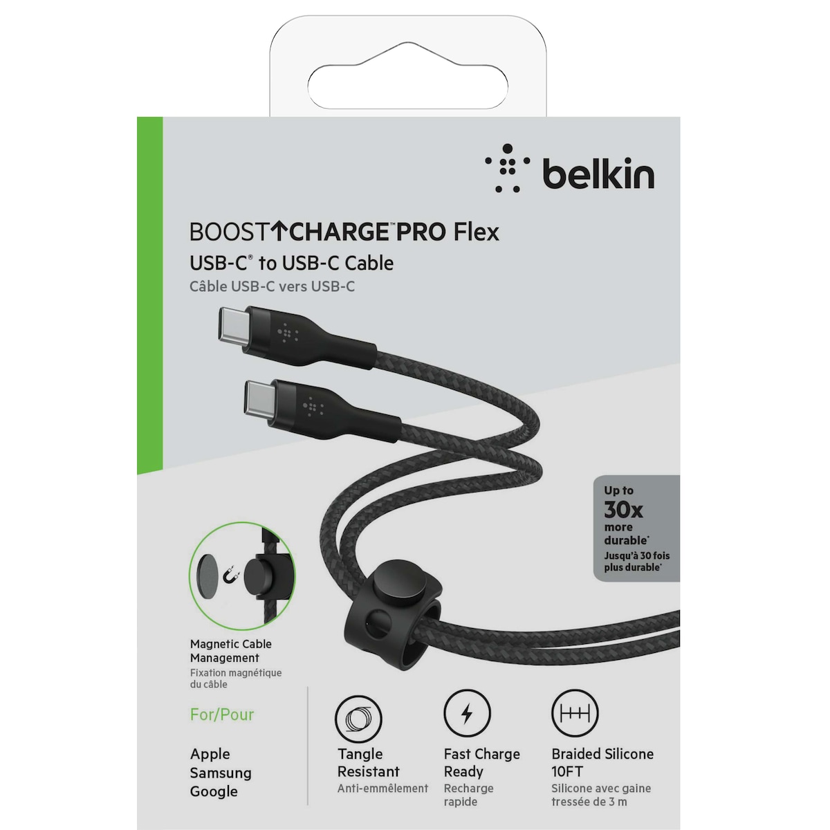 Belkin USB-C til USB-C flettet silikonkabel 3m (sort)