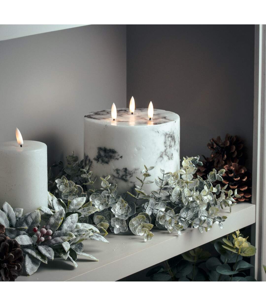 Hill Interiors - Bougie électrique LUXE COLLECTION (Blanc/noir) (30 cm x 15 cm x 15 cm) - UTHI4051