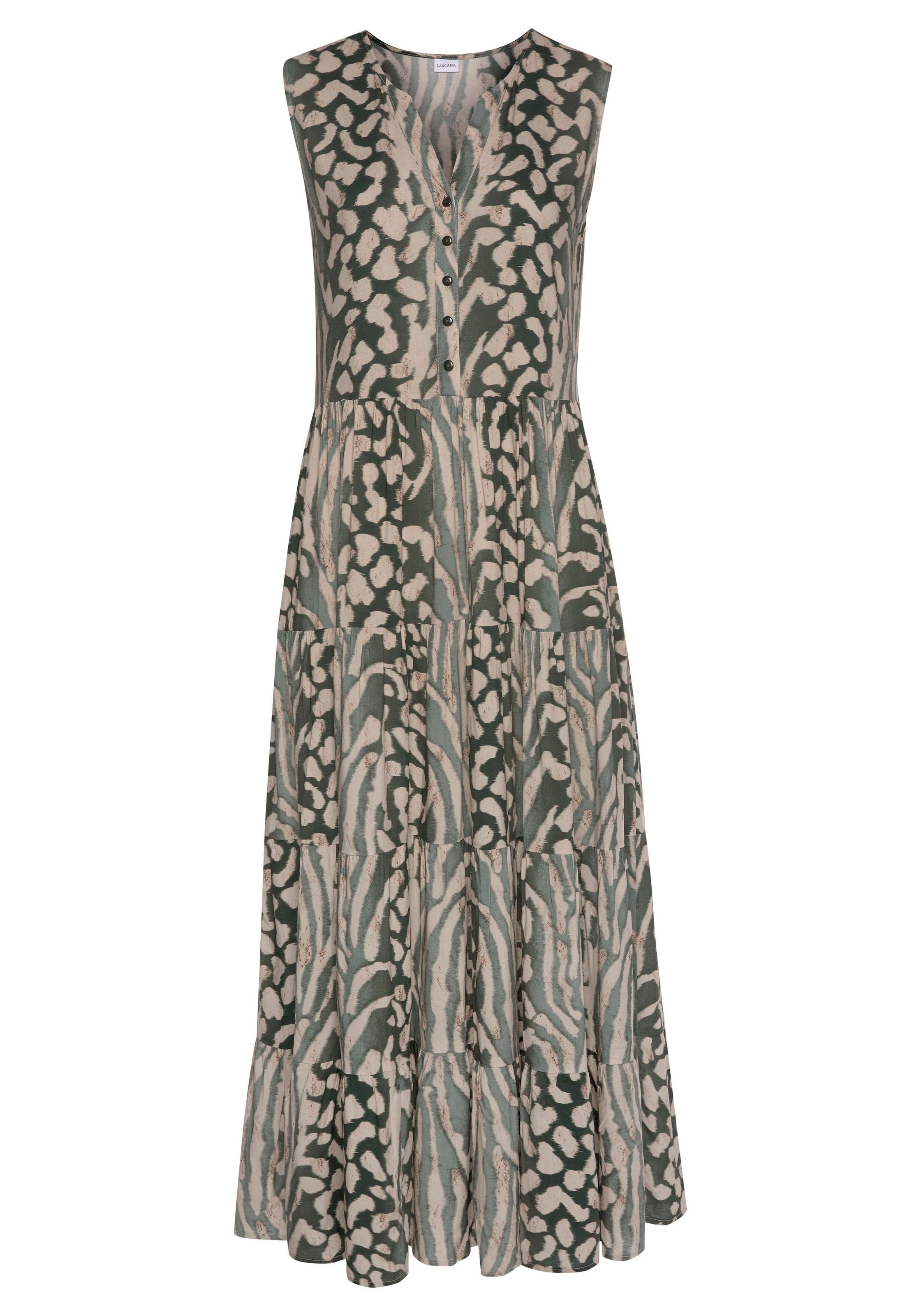 LASCANA Maxikleid mit Animalprint und Knopfleiste, Sommerkleid, Strandkleid