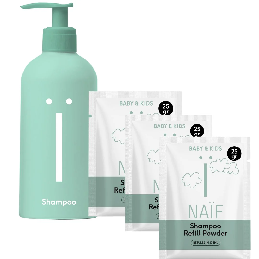 Waterless fles & 3 Shampoo Navulpoeders
